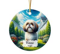 Hanging Ornaments Shih Tzu Ceramic Hanging Decoration Christmas Baubles Unique Ceramics Xmas Ornament For Home Decor Holiday Vacation 7.3 CM