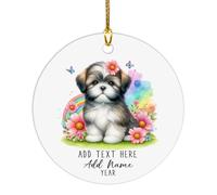 Hanging Ornaments Shih Tzu Ceramic Hanging Novelty Christmas Tree Decoration Multi-Colour Ceramics Xmas Ornament For Party Holiday Family 7.3 CM