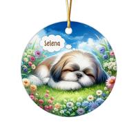 Hanging Ornaments Shih Tzu Ceramic Ornament Cute Ceramics Xmas Ornament Unique Christmas Baubles For Home Decorations Holiday Party 7.3 CM
