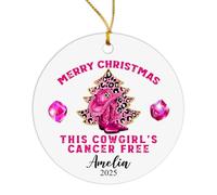 Hanging Ornaments This Cowgirl'S Cancers Free Ceramic Hanging Funny Christmas Baubles Decoration Ceramics Xmas Ornament For Holiday Friends Vacation 7.3 CM
