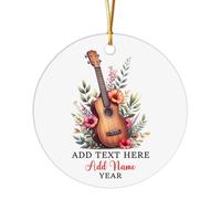 Hanging Ornaments Ukulele Ceramic Hanging Personalised Christmas Tree Decoration Double Sided Ceramics Xmas Ornament For Party Friends Kids 7.3 CM