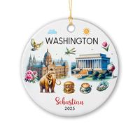 Hanging Ornaments Washington Ceramic Hanging Unique Ceramics Xmas Ornament Multi-Colour Christmas Tree Decoration For Home Decorations Vacation Kids 7.3 Cm