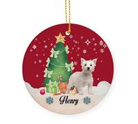 Hanging Ornaments West Highland Terrier Ceramic Hanging Custom Ceramics Xmas Ornament Novelty Christmas Baubles For Gift Home Decorations Friends 7.3 Cm