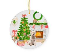Hanging Ornaments West Highland Terrier Dog Ceramic Hanging Custom Christmas Baubles Funny Ceramics Xmas Ornament For Party Gift Home Decor 7.3 Cm