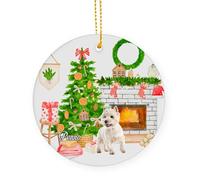 Hanging Ornaments West Highland Terrier Dog Ceramic Hanging Custom Christmas Tree Decoration Funny Ceramics Xmas Ornament For Home Decorations Kids Family 7.3 Cm