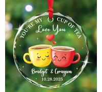 Hanging Ornaments You'Re My Cup Of Tea Love You Ceramic Hanging Multi-Colour Christmas Baubles Unique Christmas Tree Decoration For Friends Home Decorations Vacation 7.3 Cm