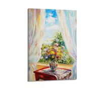 Hanging Paintings Poster Wall Art, Bright Sunny Window Flowers Artwork, Vivid Floral Scenic Print, Contemporary Decorative Design for Household Room Wall Decoration 12x18inch(30x45cm)