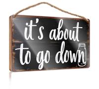 Hanging Pantry Sign Decor It'S About To Go Down: A Jarred Moment Wooden Sign Coffee Bar Decor Hanging Office Signs For Doors Ou(23X35CM)