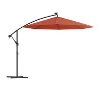 vidaXL Cantilever Garden Parasol with LED Lights and Metal Pole Umbrella Taupe
