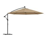Hanging Parasol with LED Lighting Metal Pole Patio Umbrella Canopy vidaXL