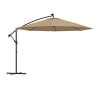 Hanging Parasol with LED Lighting Metal Pole Patio Umbrella Canopy vidaXL