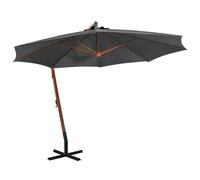 Hanging Parasol with Pole Anthracite 3.5x2.9 m Solid Fir Wood Berkfield Home Black One Size