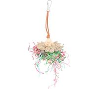 Hanging Parrot Chewing for Birdcage Foraging Play Decorative | Natural Palm Leaf Paper Wood Cowhide Cord, Lovely Look, for Finches and PET Birds
