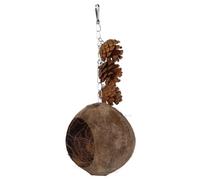 Hanging Parrot Nest with Coconut Shell Wood Perch for Cages | Natural Texture, Hide Play Rest Area, Balcony Railing Hanging, for Conures and Cockatoos