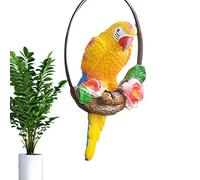 Hanging Parrot Sculpture - Parrot Statue Garden, Outdoor Resin Parrot Ornament,Bird Patio Statue with Iron Ring, Tropical Bird Collector Ornament for Outdoor Indoor Ornaments