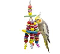 Hanging Parrot Teeth-Grinding Toy, With Colorful Beads, 28x8-9cm, Handmade Wooden Bird Plaything, Chewable Bird Accessories, Easy To Hanging And Use, For Home Cages, Balconies, Patios, Gardens