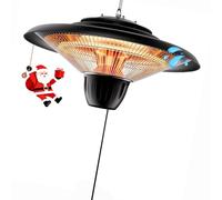 Hanging Patio Heater Outdoor 1500W, Black | Carbon Fiber Heating, 1S Rapid Heating, IP34 Waterproof, Tip-over Protection, Quiet Operation