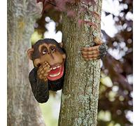 Hanging Peeking Wise Monkey Garden Ornament Chimpanzee Sculpture Tree Hugger statue Decor GIFT (Calling Monkey)
