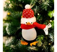 Hanging Penguin Christmas Tree Decoration - Red Hat