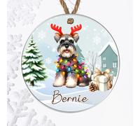Hanging Personalised Non-Sporting Dog Breed Christmas Tree Bauble - Bulldog, Lhasa Apso, Poodle, Schnauzer Custom Decor Dog Name Gift (Schnauzer, Acrylic - Indoor & Outdoor Use)