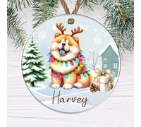 Hanging Personalised Non-Sporting Dog Breed Christmas Tree Bauble - Bulldog, Lhasa Apso, Poodle, Schnauzer Custom Decor Dog Name Gift (Chow Chow, Acrylic - Indoor & Outdoor Use)