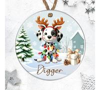 Hanging Personalised Non-Sporting Dog Breed Christmas Tree Bauble - Bulldog, Lhasa Apso, Poodle, Schnauzer Custom Decor Dog Name Gift (Dalmatian, Acrylic - Indoor & Outdoor Use)