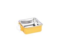 Hanging Pet Bowl, Removable Stainless Steel Dog Water Bowls for Crates & Cages for Pets Dogs Cats Guinea Rabbit (Yellow)