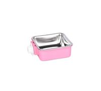 Hanging Pet Bowl, Removable Stainless Steel Dog Water Bowls for Crates & Cages for Pets Dogs Cats Guinea Rabbit (Pink)