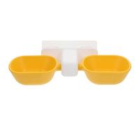 Hanging Pet Bowl Wall Mounted Adjustable Height Plastic Yellow | Anti Tipping Double Bowl Design, Convenient Feeding for Cats and Dogs, Large Capacity Storage