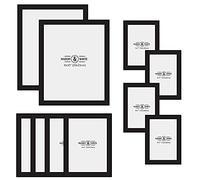 Hanging Picture Frames - Set of 10 | 3 Sizes: 6x4 7x5 10x8 inch | Wall Mountable or Free Standing Collage Photo Frame | Vertical or Horizontal | M&W (Black)