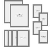 Hanging Picture Frames - Set of 10 | 3 Sizes: 6x4 7x5 10x8 inch | Wall Mountable or Free Standing Collage Photo Frame | Vertical or Horizontal | M&W (Grey)