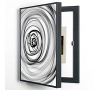 Hanging Pictures Electrical Box Counters Cover Distribution Hide Paintings Abstract Art Black and White Decorative,Horizontal,Push Right(Vertical,Lift Cover)