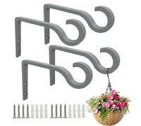 Hanging Plant Bracket for Wall Hooks, 6 Inch Metal Plant Hook Decorative Wall Plant Bracket for Hanging Bird Feeders, Flower Baske, Lanterns, Wind Chimes, Home Decor Indoor & Outdoor 4 Pack, Grey
