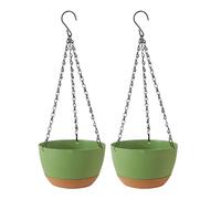 Hanging Plant Pots with Chains and Drainage for Indoor/Outdoor for Plant Growth and Decoration (Green)