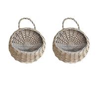 Hanging Planter 2Pcs Natural Rattan Planter Vintage, Hanging Basket, Wall Basket Storage Plant Rattan Wall Flower Pot for Home Garden Indoor Plants (Gray)