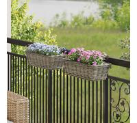 Hanging Planter Basket 2pcs Grey Lacak Rattan 48x22x15cm Removable Liner Balcony