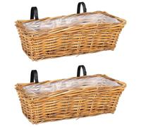 Hanging Planter Basket with Storage GENDT 2 pcs Kubu Rattan Decorative vidaXL