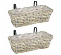 Hanging Planter Basket 2pcs Brown Lacak Rattan 48x22x15cm Indoor With Liner