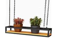 Hanging Planter Rack Ceiling Floating Shelves Metal Framed Decorative Display Storage Shelving Wall Mounted Shelf for Flowers Wine Bottles Creative Ceiling Flower Stand Holder (100