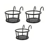 Hanging Planter Rack for Railings, Wrought-Iron Metal Planter with Hooks, Ideal for Patios, Balconies, Gardens, and Outdoor Decor