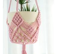 Hanging Planter with Patterns,2Packs Macrame Plant Hangers Indoor Macrame for up to 8 inch Pot Crochet Boho Plant Hanger Holder for Indoor Outdoor with 2S Shaped Stainless Steel Hooks (Pearl Pink)