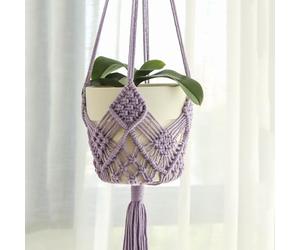 Hanging Planter with Patterns,2Packs Macrame Plant Hangers Indoor Macrame for up to 8 inch Pot Crochet Boho Plant Hanger Holder for Indoor Outdoor with 2S Shaped Stainless Steel Hooks (Purple)
