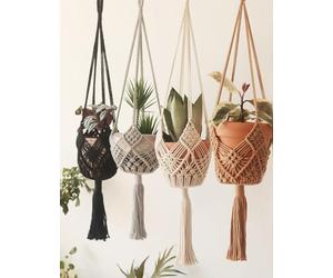 Hanging Planter with Patterns,4Packs Macrame Plant Hangers Indoor Macrame for up to 8 inch Pot Crochet Boho Plant Hanger Holder for Indoor Outdoor with 4S Shaped Stainless Steel Hooks (4colors)