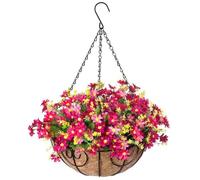 Hanging Plants Artificial Decor, Hanging Flower Baskets Realistic Daisy Flowers Hanging Plants Artificial Decor UV Resistant Hanging Flower Baskets for Outdoors Patio Garden Decor Random Style, Hang