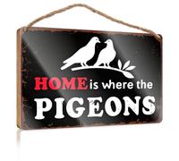 Hanging Plaque Sign Home Is Where The Pigeons. Funny Bathroom Signs The Room Decorations(23X35CM)
