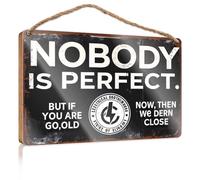 Hanging Plaque Sign Nobody Is Perfect. Funny Bathroom Signs The Room Decorations(23X35CM)