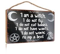 Hanging Plaque Sign Witch'S Declaration Of Identity Wooded Sign Funny Bathroom Signs The Room Decorations(20X30CM)