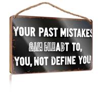 Hanging Plaque Sign Your Past Mistakes Give Fuel To, You, Not Define You. Funny Bathroom Signs The Room Decorations(15X28CM)