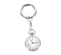 Hanging Pocket Watch and Large Dial for Nurses with Quartz Movement | Super Glass, Luminous Pointer, Alloy Build, Key Ring Clip, Silver Finish, On-call Rounds