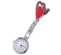 Hanging Pocket Watch Waterproof Zinc Alloy Heart Shaped for Nurses | Red Creative Fashion Design, Clip to Scrubs or Lab Coat, Hands Free Time Viewing
